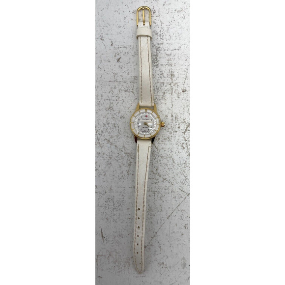 Vintage DE LUXE Islands Express Ladies Wristwatch W/ White Band Works - Picture 2 of 8